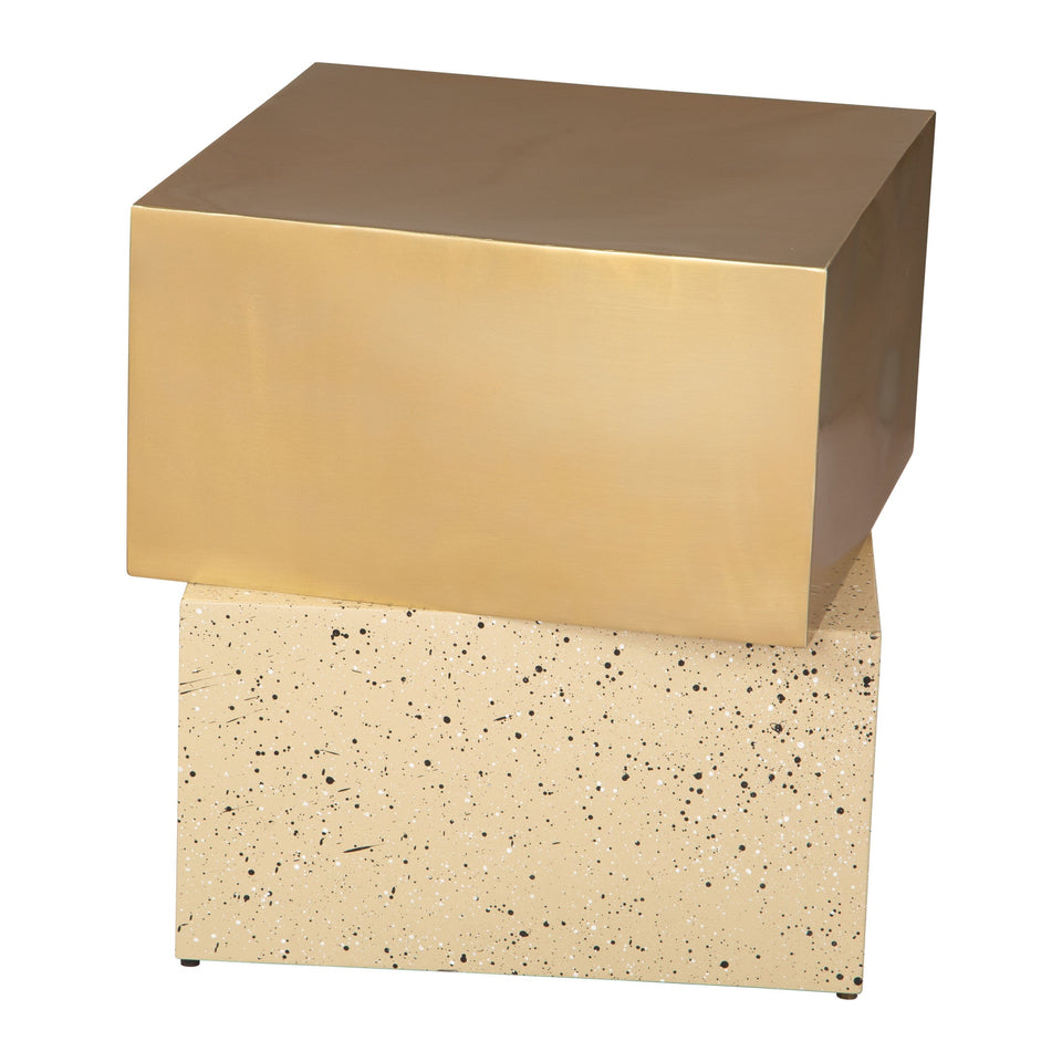 Cinza Side Table Gold & Beige