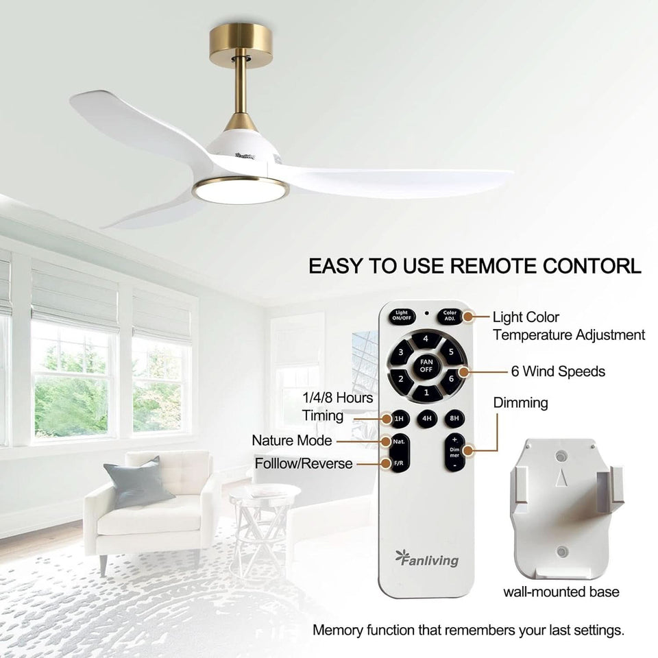 52 Inch Ceiling Fan With DC Motor And Remote Control