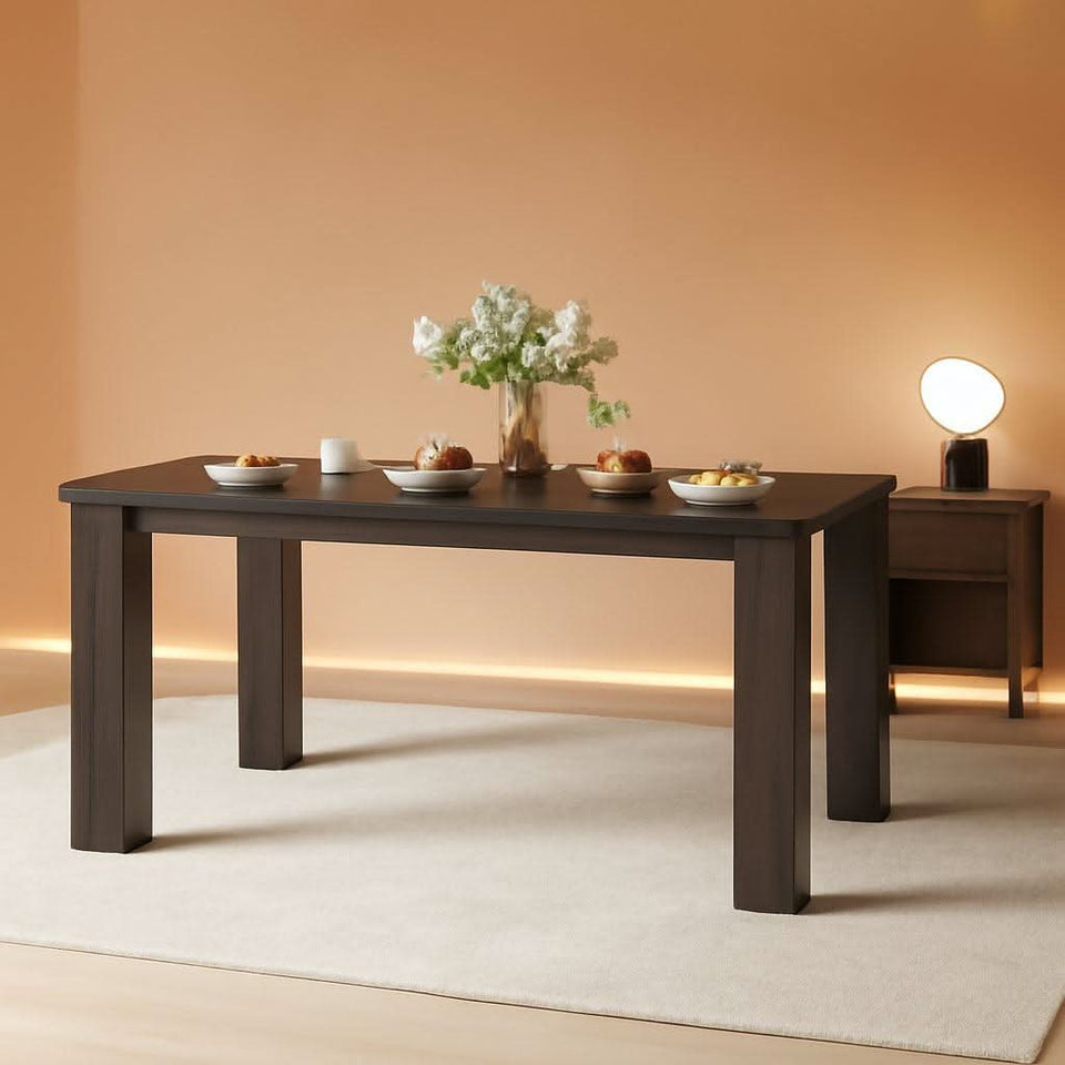 63 Inch Black Rectangular Dining Table Industrial Sturdy
