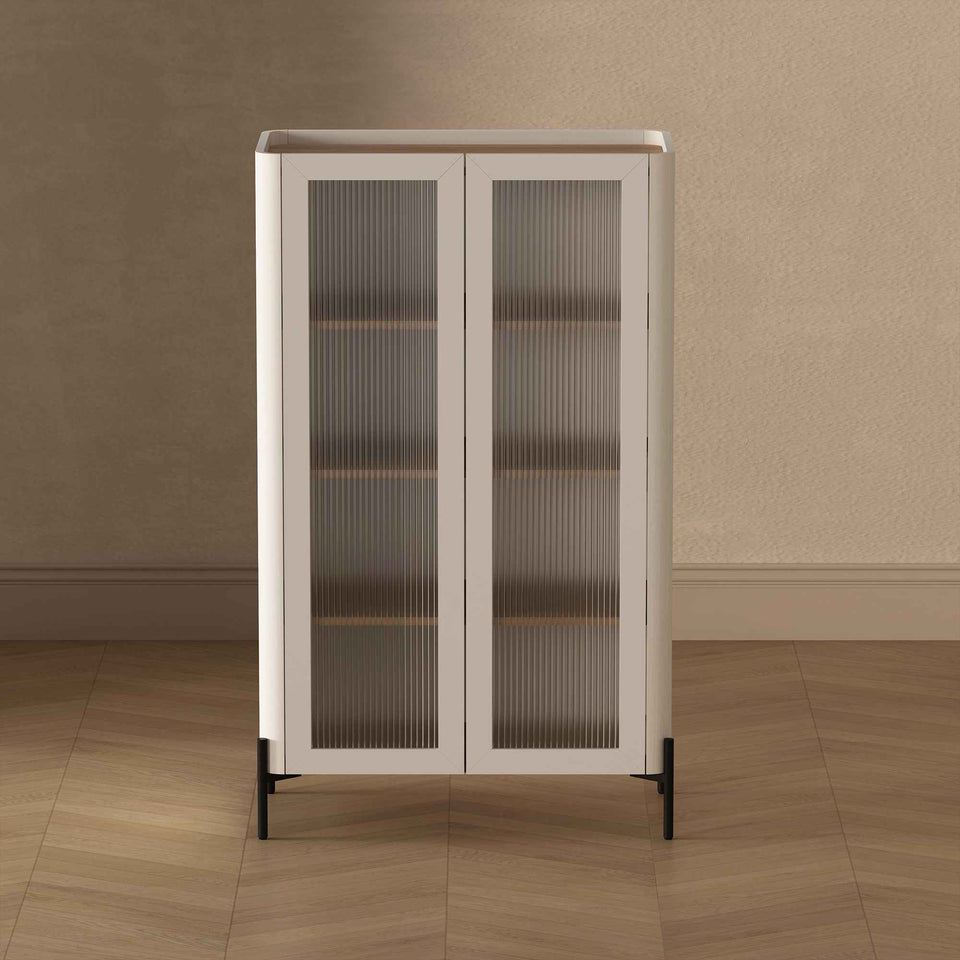 Abbey 32" Tempered Glass Bookcase Cabinet (4-Shelf)