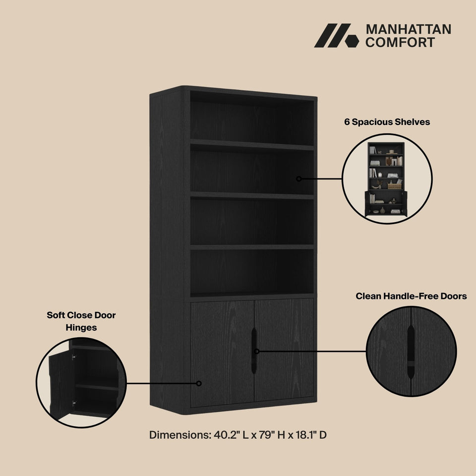 Rivington Bookcase with Lower Storage Cabinet