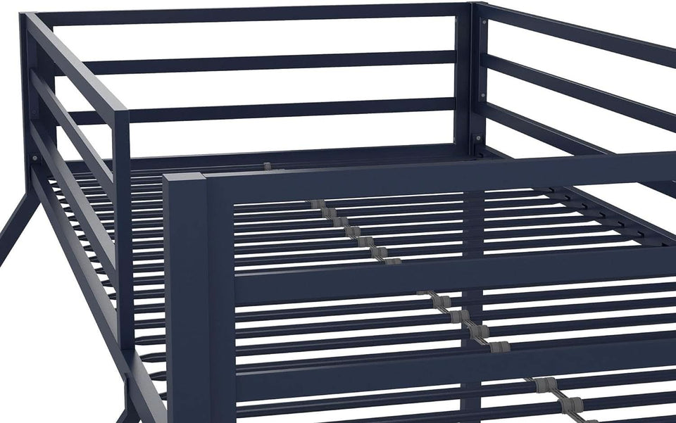 Maxwell Twin-Over-Full Metal Bunk Bed Navy Blue With Ladder