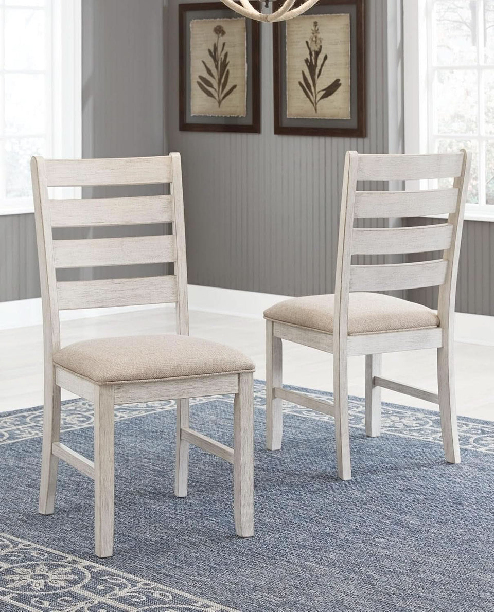 Dining Room Chair Set Of 2 Whitewash Finish Upholstered