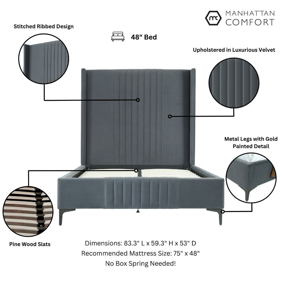 Promenade Upholstered Velvet 48 Bed