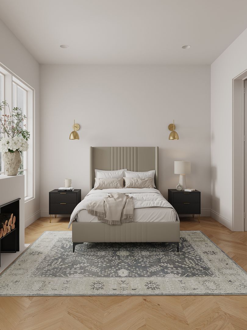 Promenade Upholstered Velvet 48 Bed in Rustic Taupe