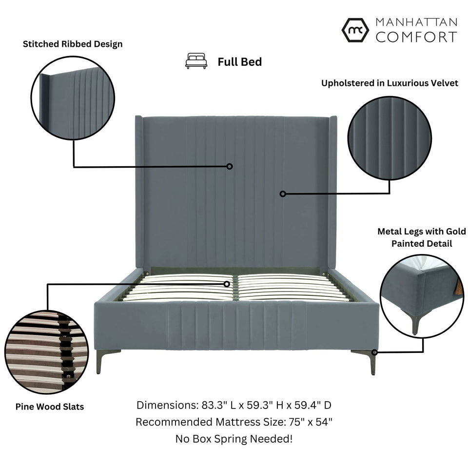 Promenade Upholstered Velvet Full Bed