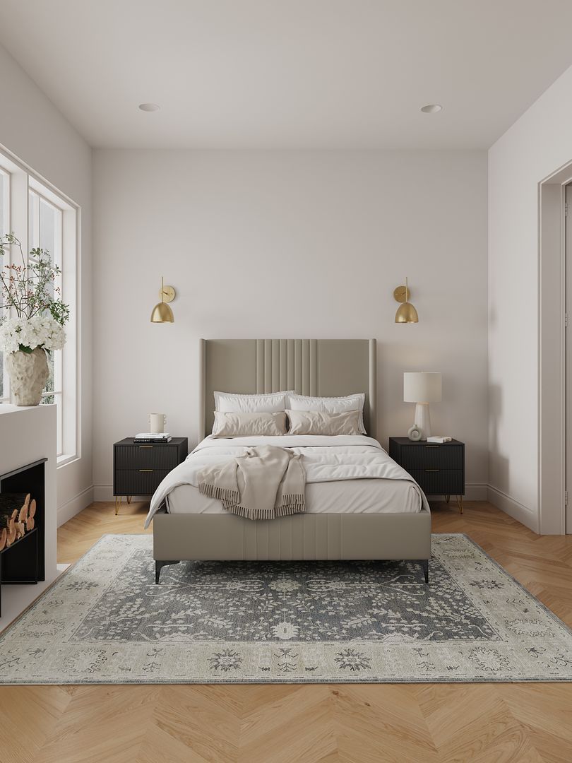 Promenade Upholstered Velvet Full Bed in Rustic Taupe