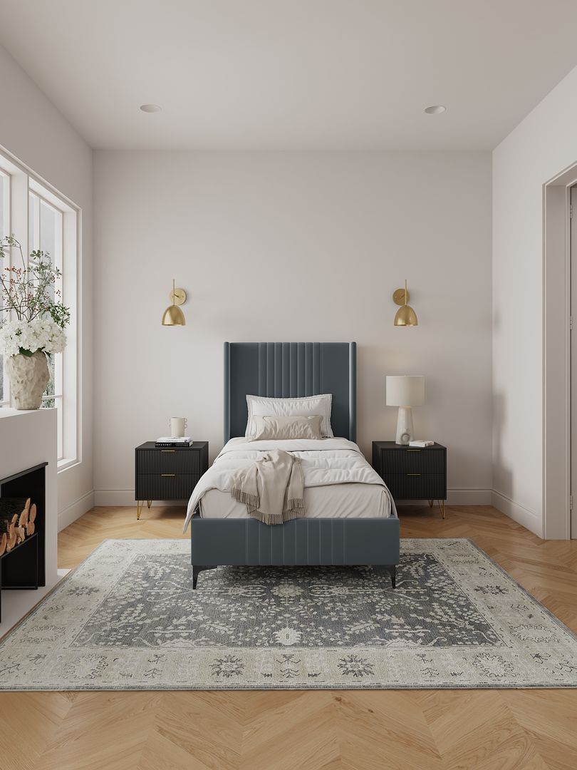 Promenade Upholstered Velvet Twin Bed