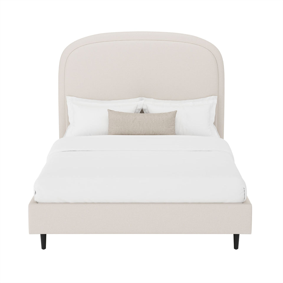 Scarlett Rounded Upholstered Full Bed in Alabaster - white background front