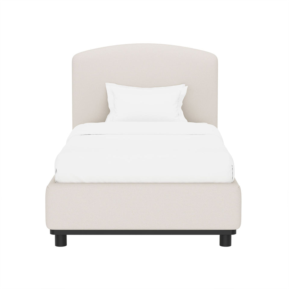 Cayman Arched Upholstered Twin Bed in Alabaster - white background front