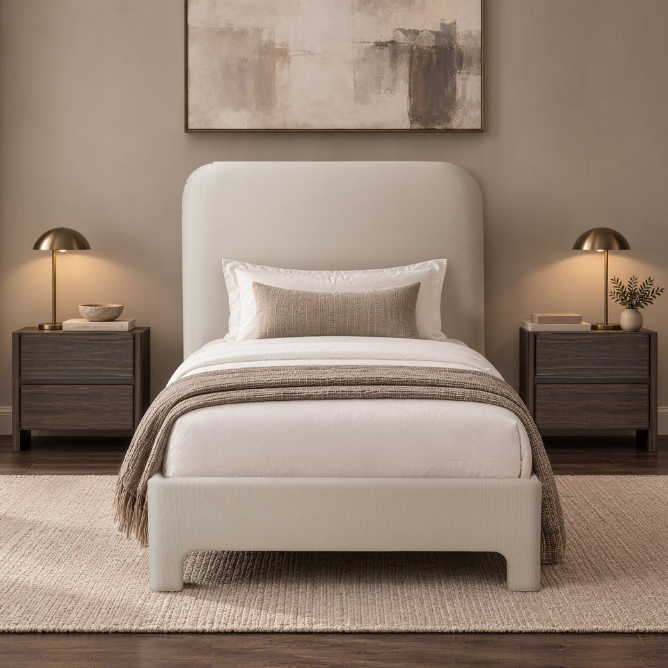 Layton Rounded-Corner Upholstered Twin Bed