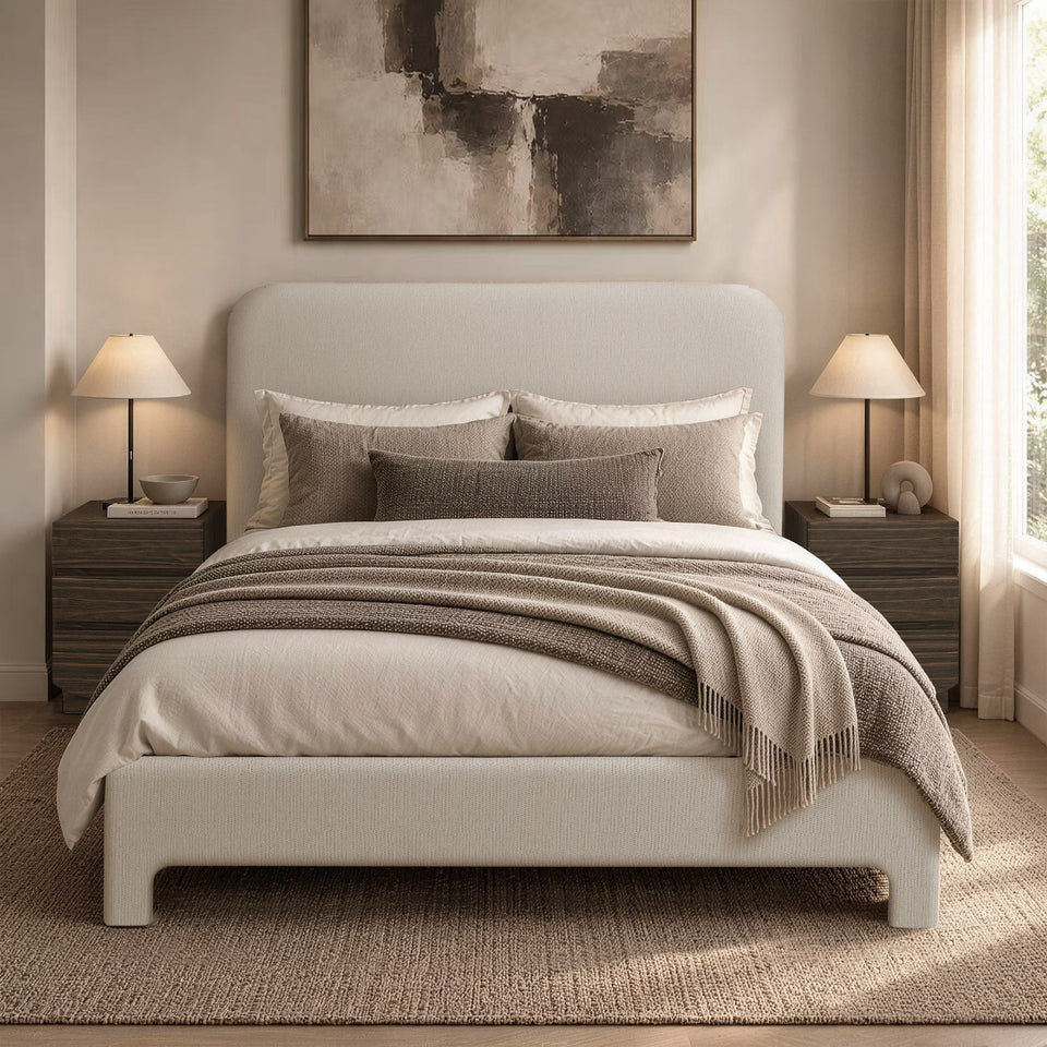 Layton Rounded-Corner Upholstered Queen Bed
