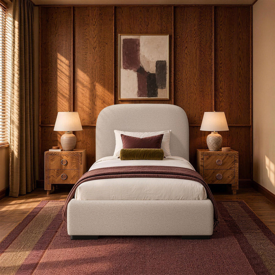 Clifton Rounded-Edge Upholstered Twin Bed