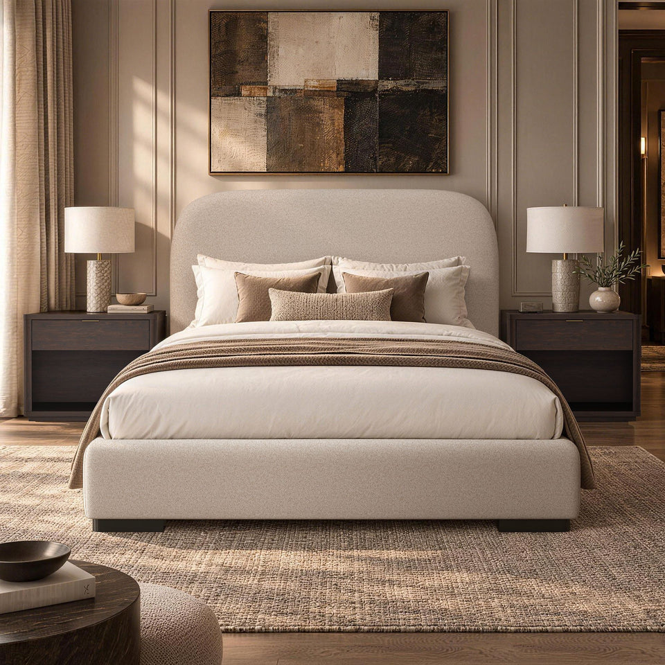 Clifton Rounded-Edge Upholstered Queen Bed