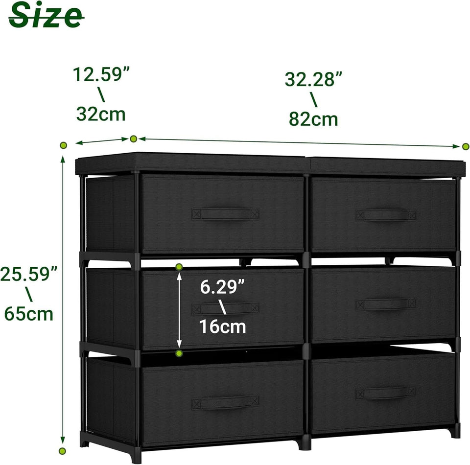 Fabric Dresser With Six Drawers Metal Frame And Wooden Top