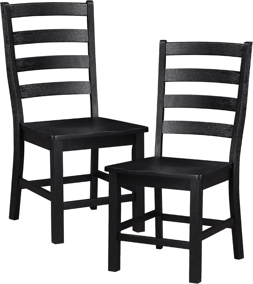 Black Dining Chairs Set Of 2 With Solid Wood Legs And Footrest