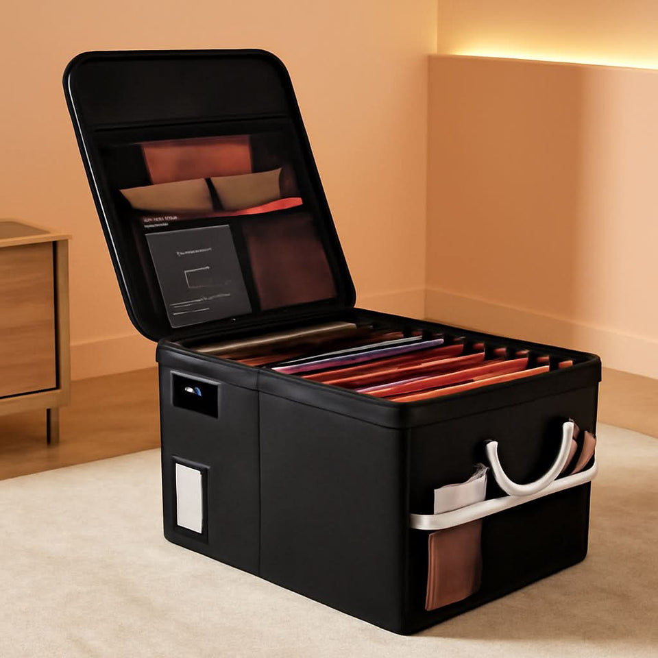 Portable Fireproof Document Storage Box 16.1x12.9x11 Inches