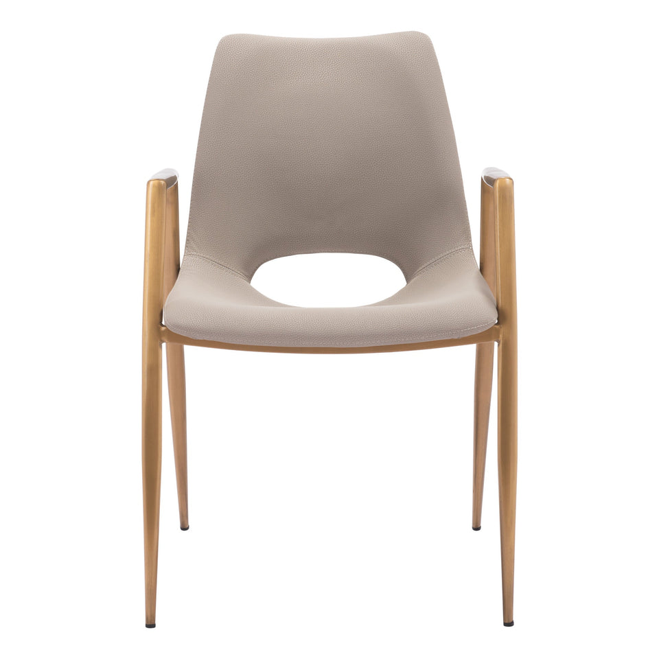 Desi Dining Chair (Set of 2) Beige & Gold