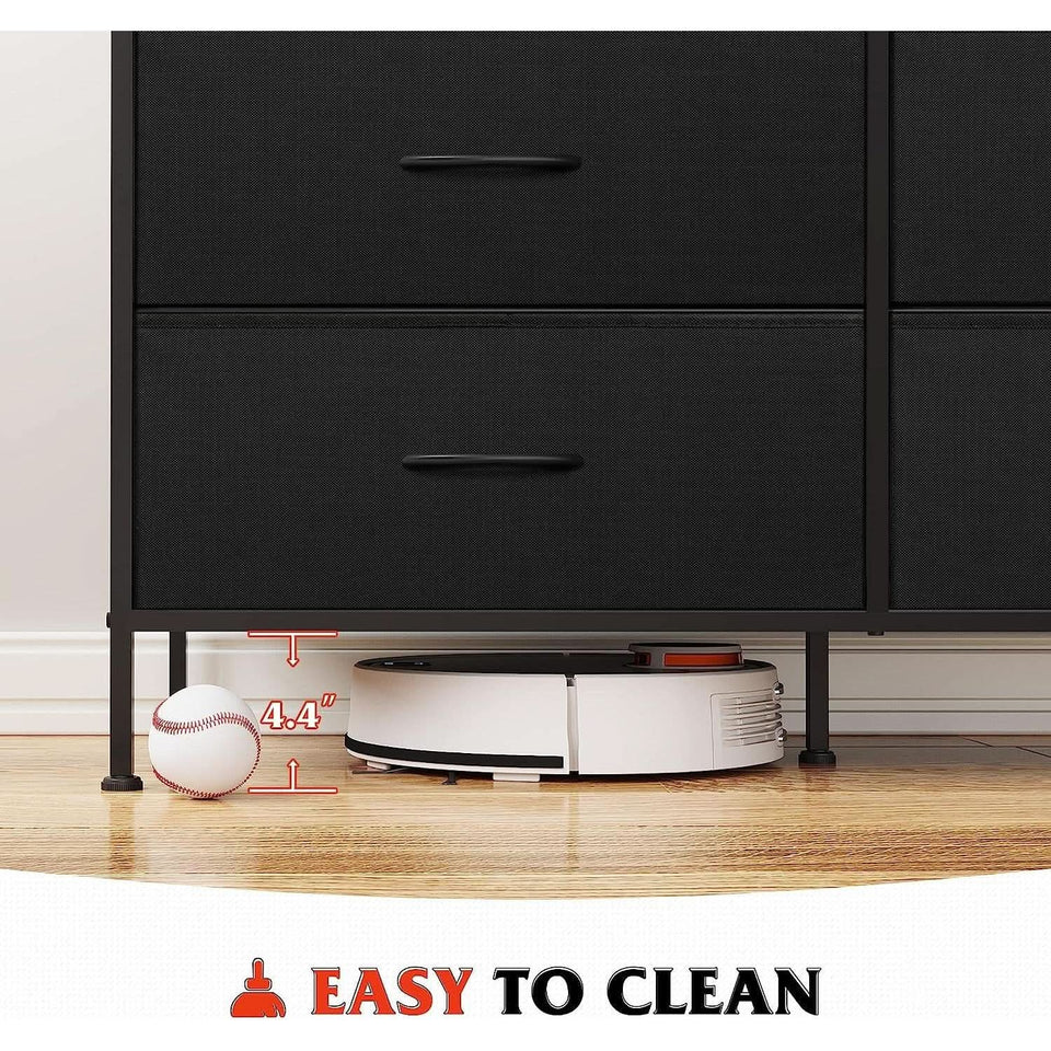 Black Rustic Dresser With TV Stand And Six Drawers