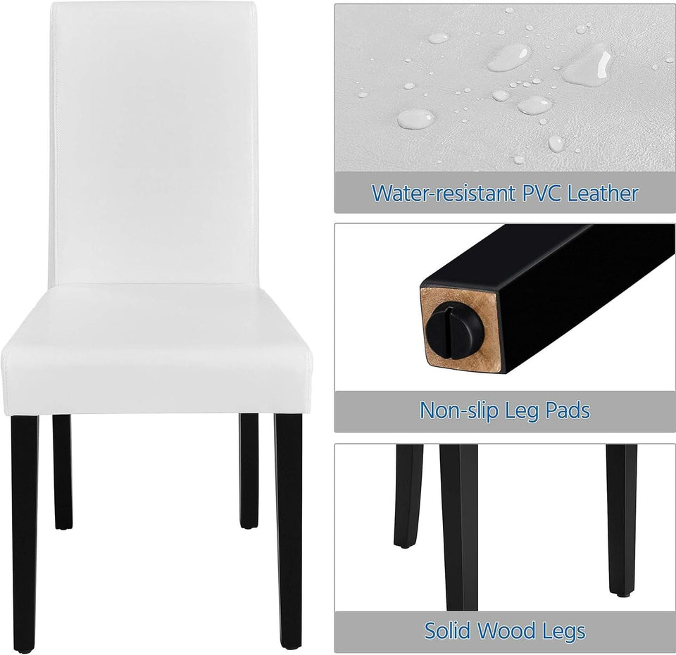 Dining Chair Set Of 4 White Faux Leather Parson Chairs