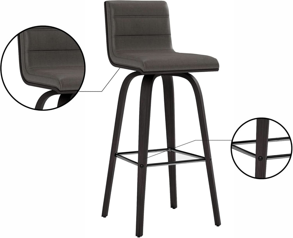 Vienna 30 Inch Bar Height Bar Stool Grey And Black