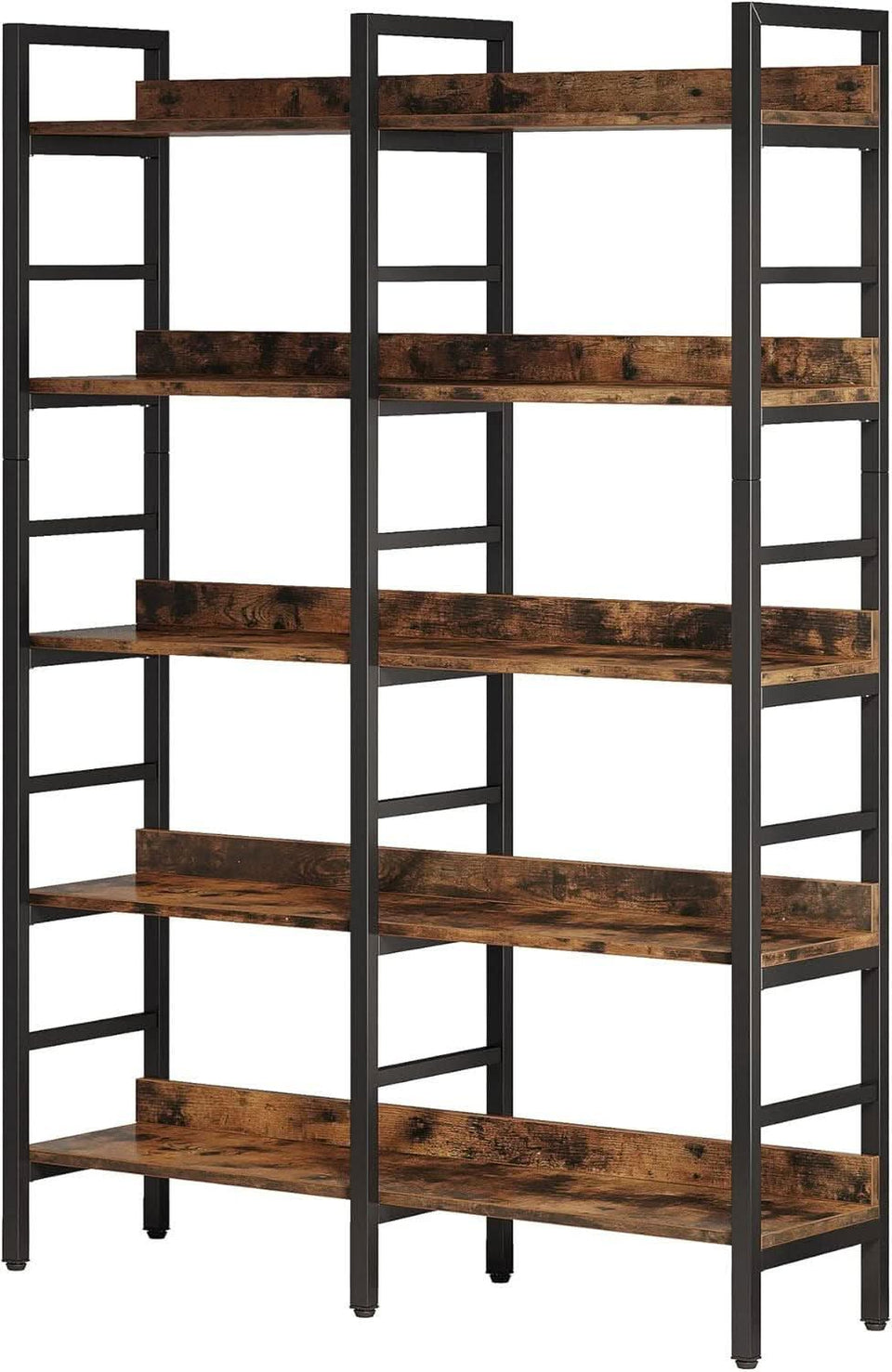 Rustic Brown 5 Tier Etagere Bookcase 71 In High 47 In Wide