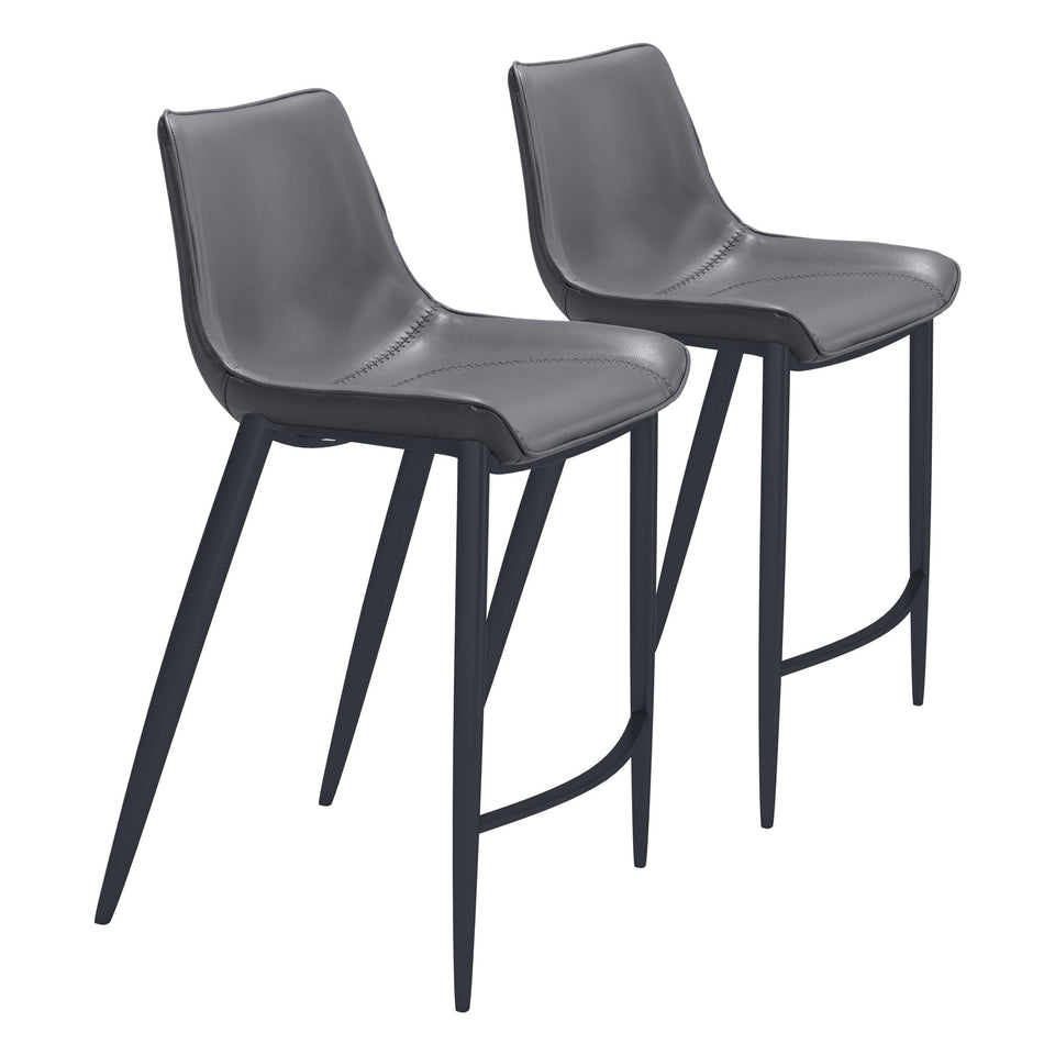 Magnus Counter Stool (Set of 2) Dark Gray & Black