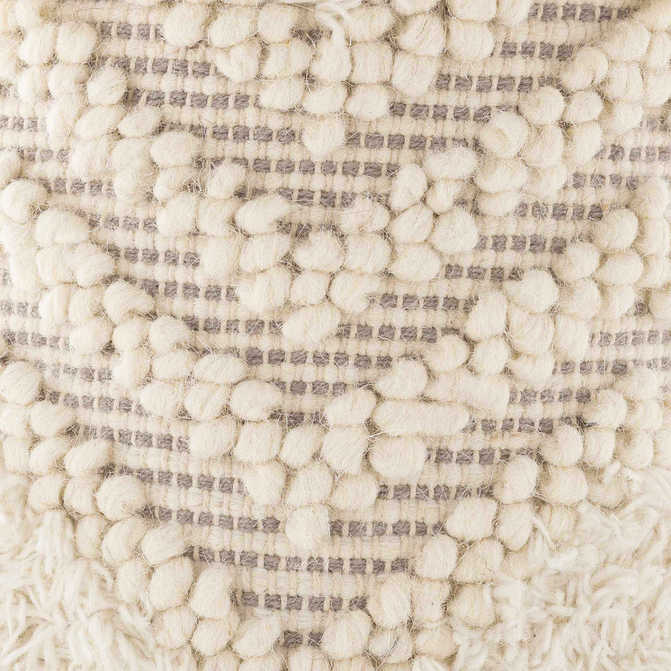 Bordon Ivory Textured Pom-Pom Stool - Clearance