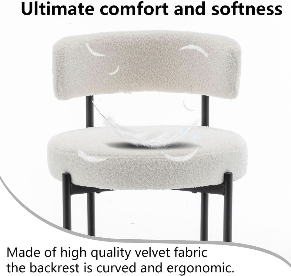 Boucle Bar Stools Set Of 3 24 Inch White Upholstered Counter Stools With Backs