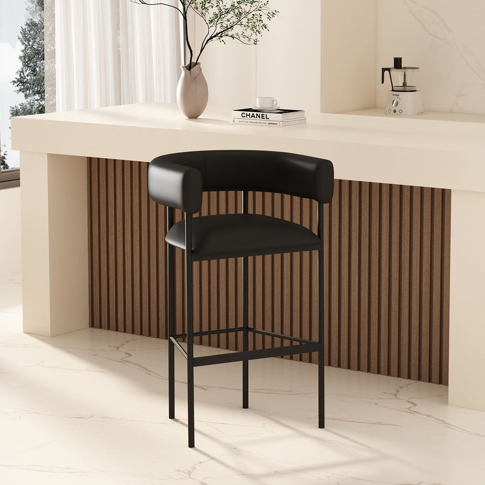 Onda Metal Upholstered Vegan Leather Barstool