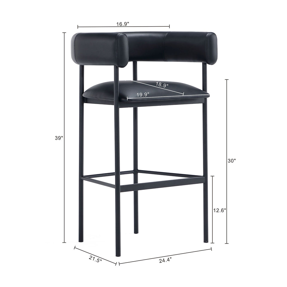 Onda Metal Upholstered Vegan Leather Barstool