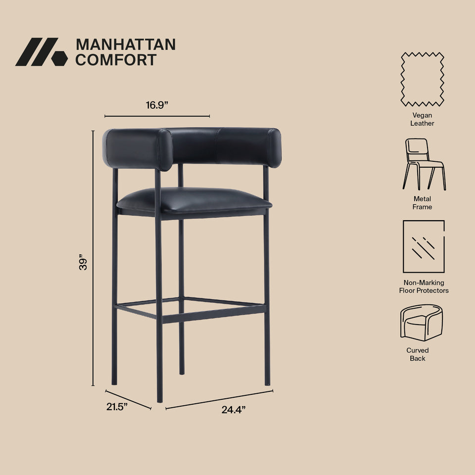 Onda Metal Upholstered Vegan Leather Barstool