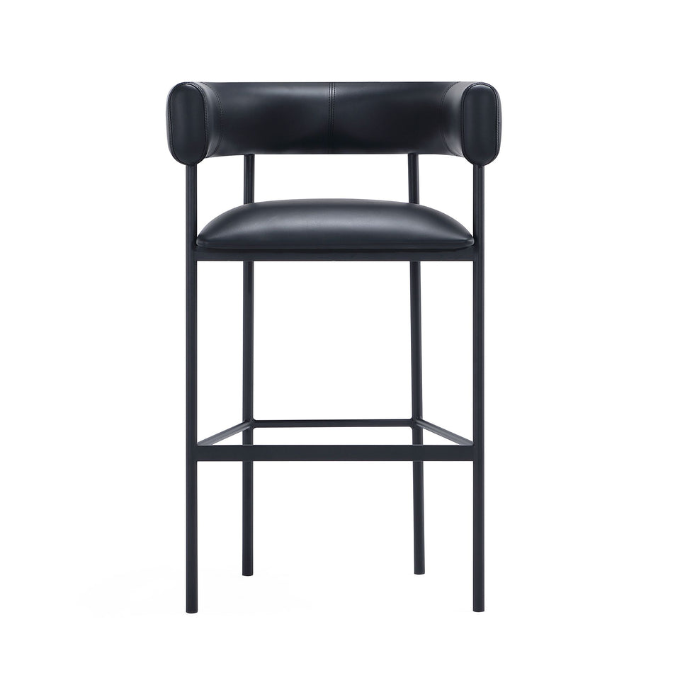 Onda Metal Upholstered Vegan Leather Barstool