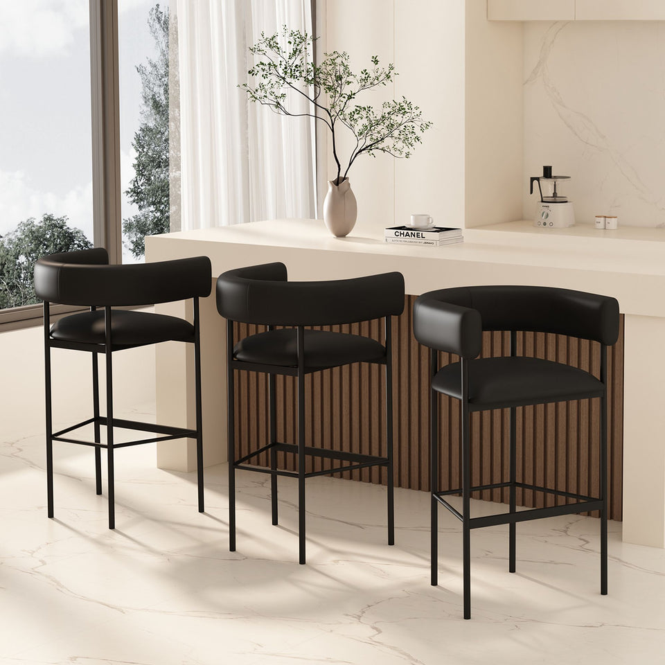 Onda Metal Upholstered Vegan Leather Barstool