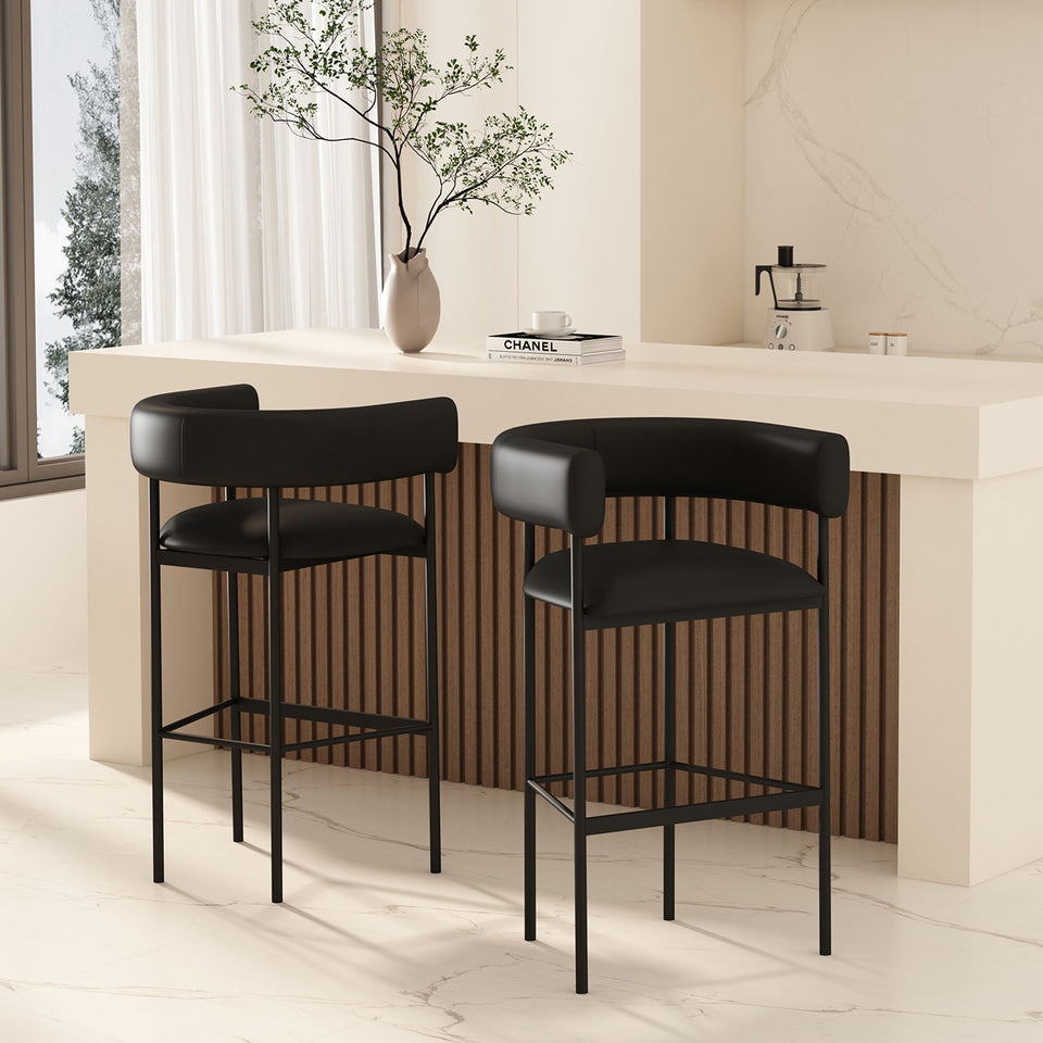Onda Metal Upholstered Vegan Leather Barstool