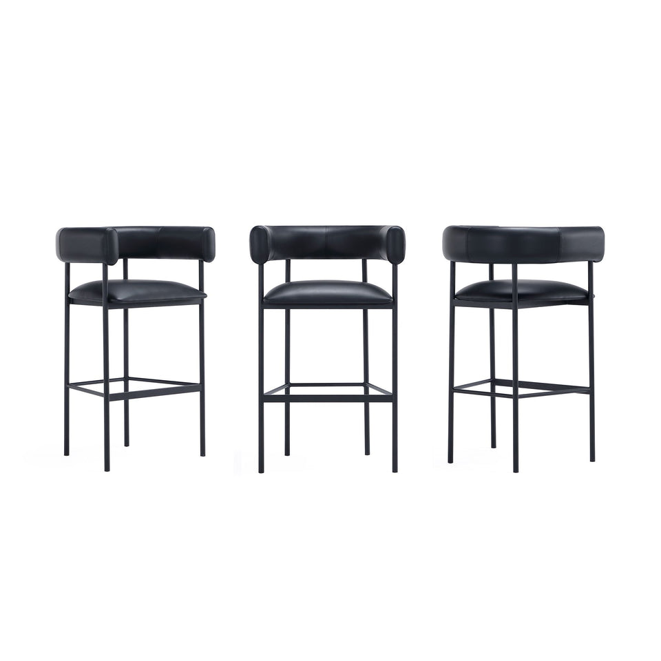 Onda Metal Upholstered Vegan Leather Barstool
