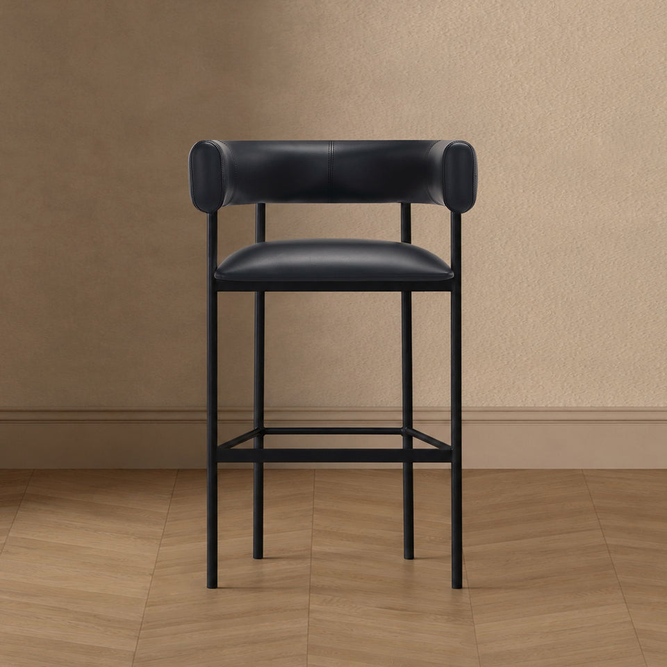 Onda Metal Upholstered Vegan Leather Barstool