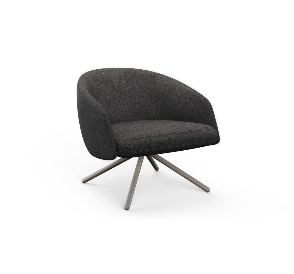 Bonny Swivel Lounge Chair With Wood Dowel Legs