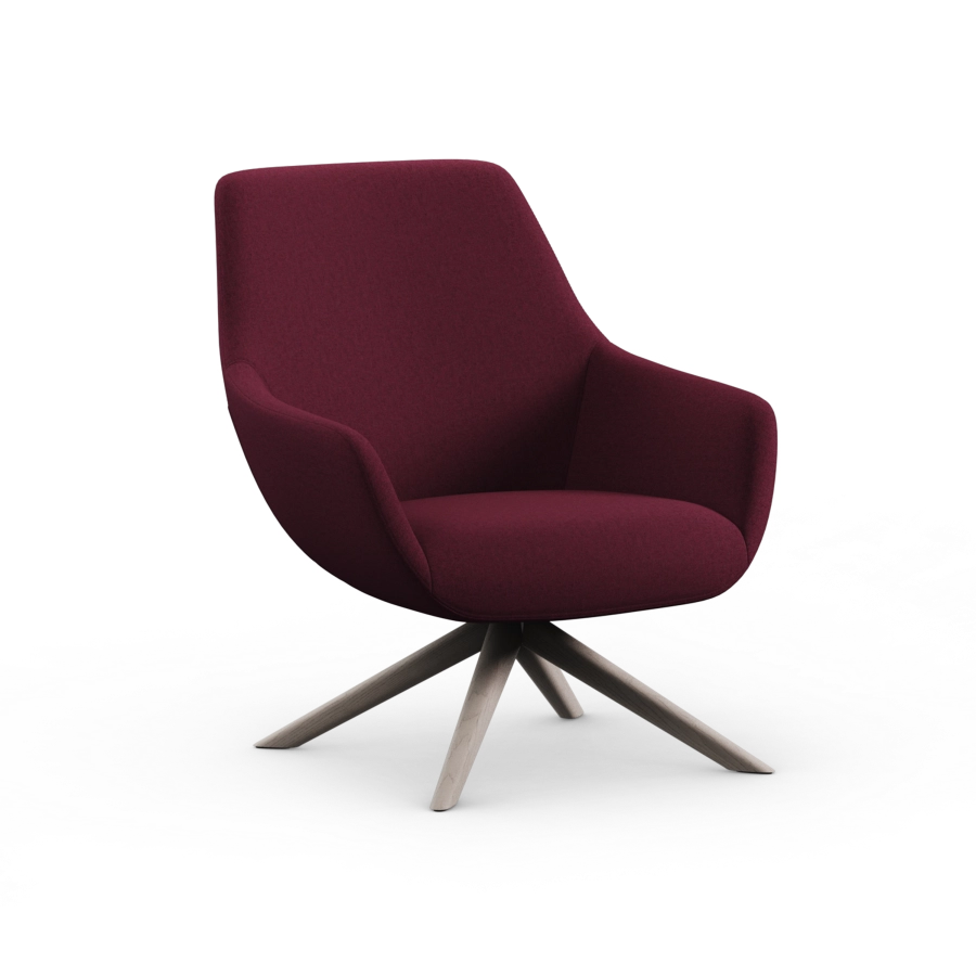 Lamy Swivel Lounge Chair Wood Dowel Base