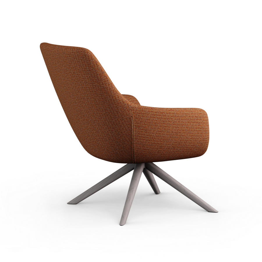 Lamy Swivel Lounge Chair Wood Dowel Base