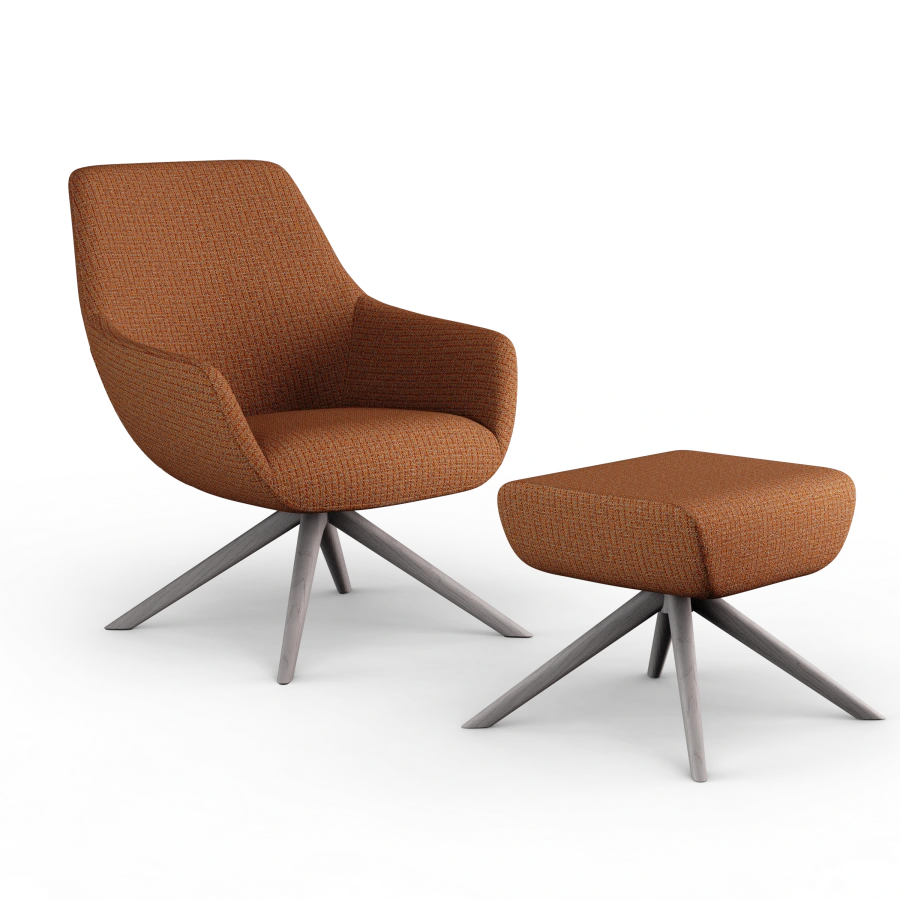 Lamy Swivel Lounge Chair Wood Dowel Base