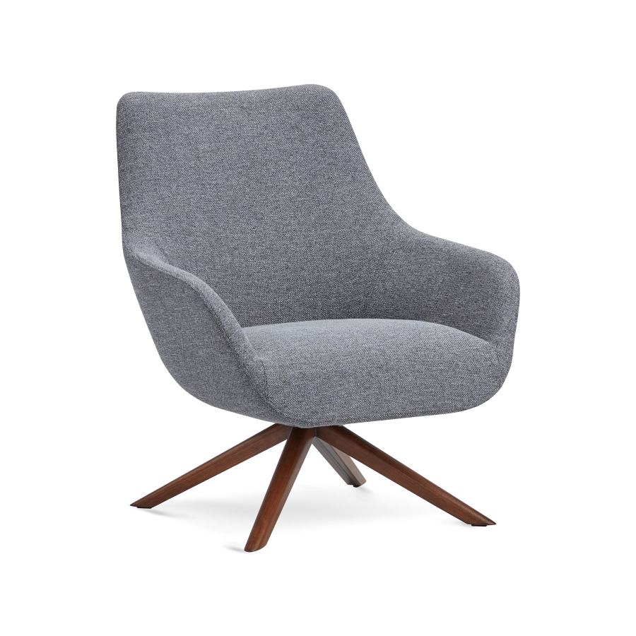 Lamy Swivel Lounge Chair Wood Dowel Base