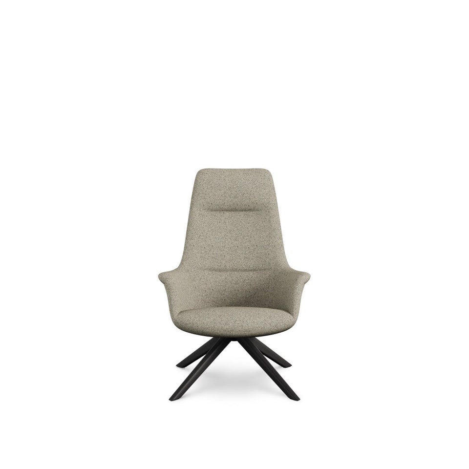 Rego High Back Swivel Lounge Chair Wood Base