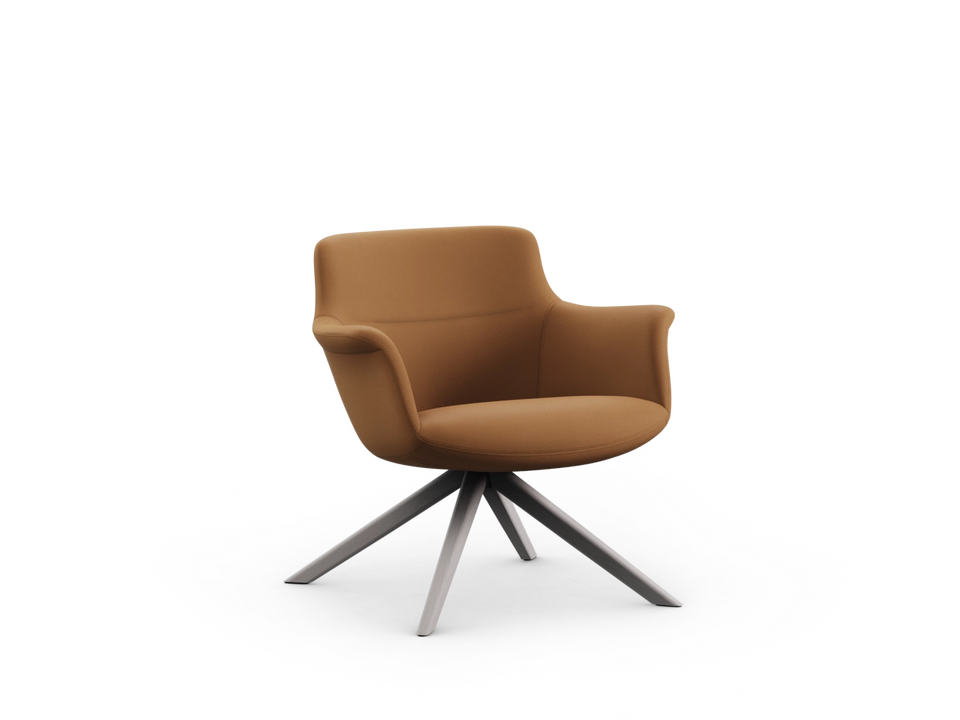 Rego Swivel Lounge Chair - Solid Wood Base