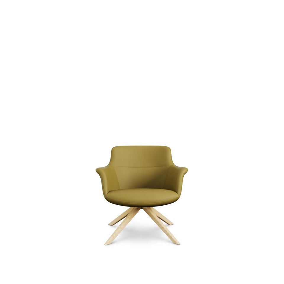 Rego Swivel Lounge Chair - Solid Wood Base