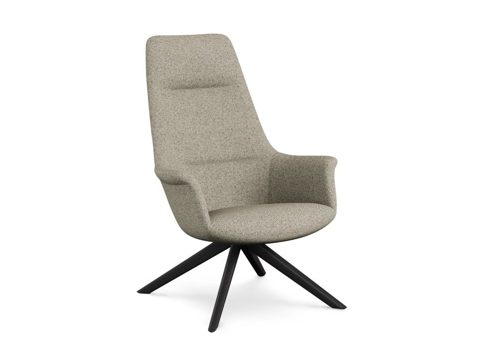Rego High Back Swivel Lounge Chair Wood Base
