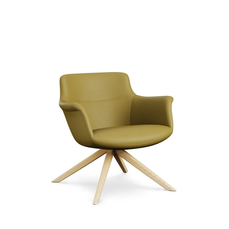 Rego Swivel Lounge Chair - Solid Wood Base