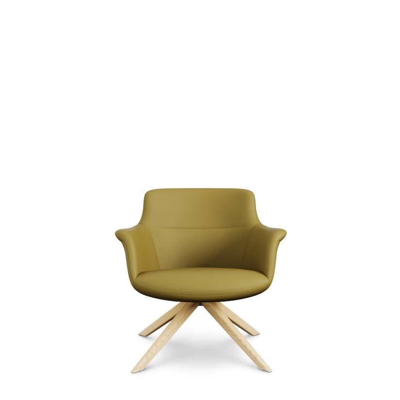 Rego Swivel Lounge Chair - Solid Wood Base