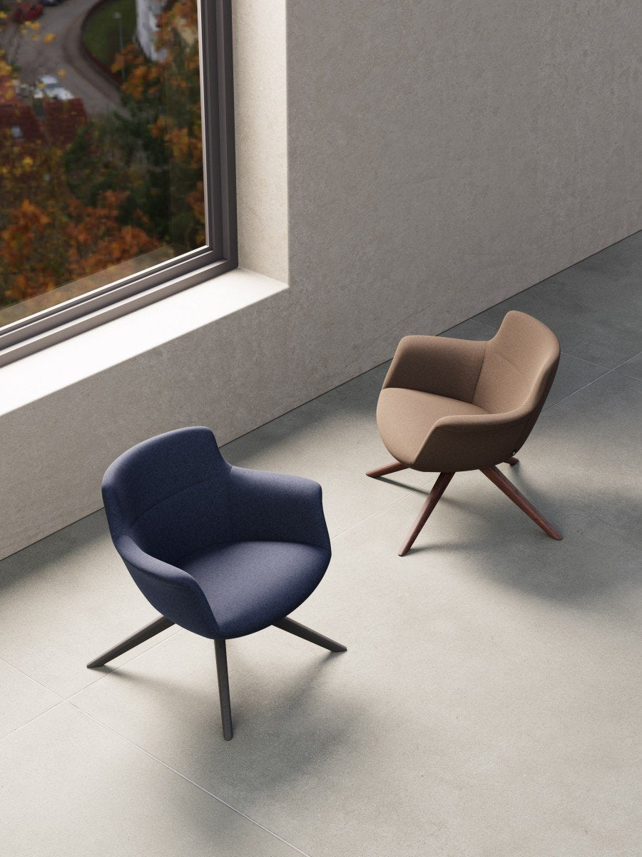Rego Swivel Lounge Chair - Solid Wood Base