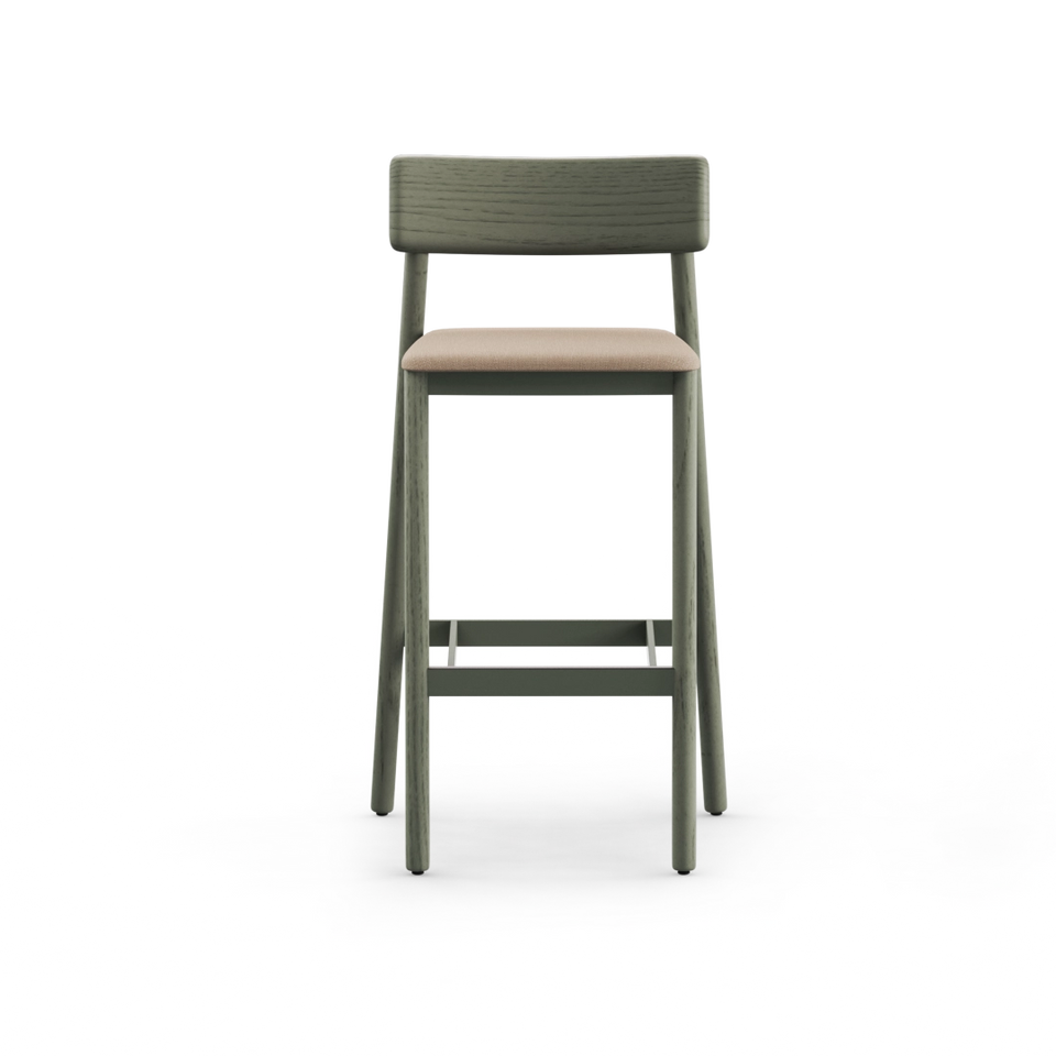 Mika Barstool With Backrest And Upholstered Seat
